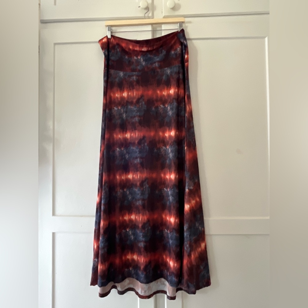 LuLaRoe 2XL Skirt High Low Tie Dye Foldover Waist Boho Stretch Flowy